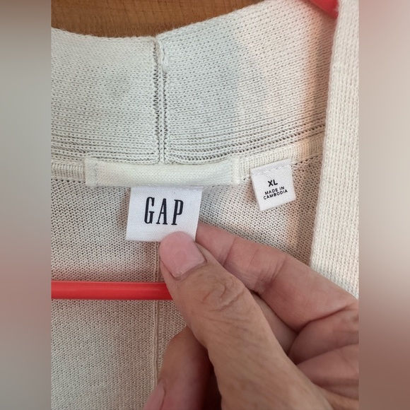 Gap Open Front White Cardigan with Tie Size XL Like New Preppy Classic - Picture 3 of 9
